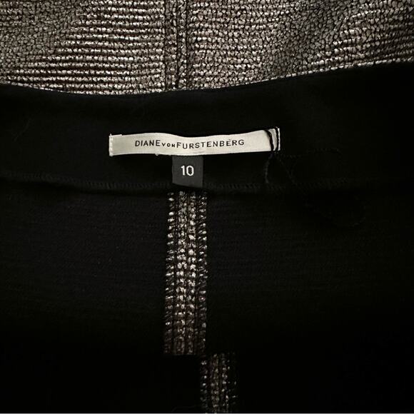Diane Von Furstenberg Skirt Katinko Silver Metallic A-Line Skirt Size 10 - Picture 2 of 12